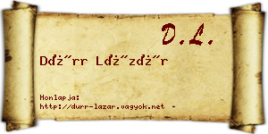 Dürr Lázár névjegykártya